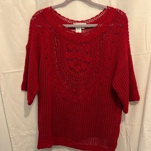 Coldwater Creek red crocheted sweater